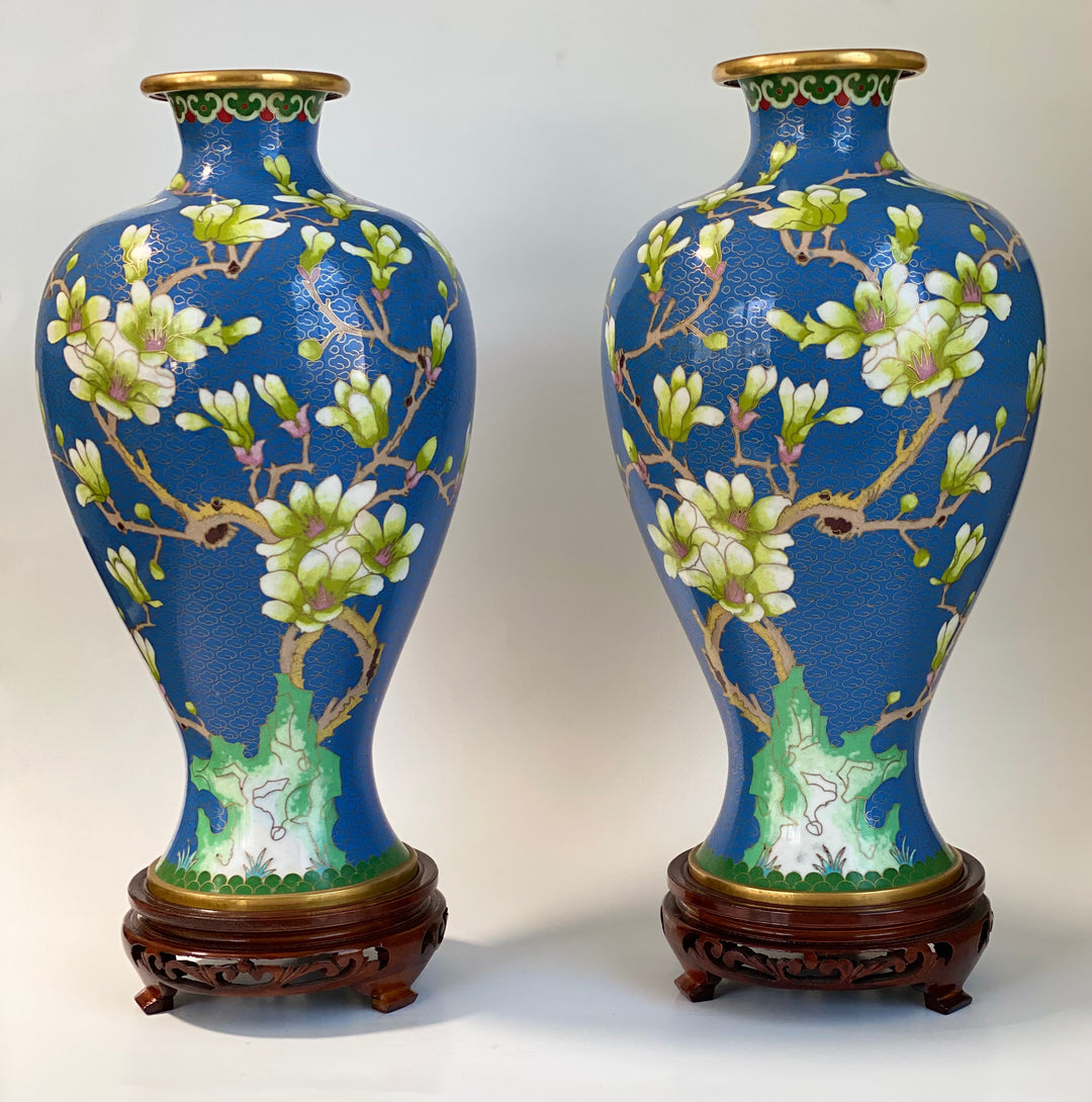 Cloisonné Cherry Blossom Vase Set
