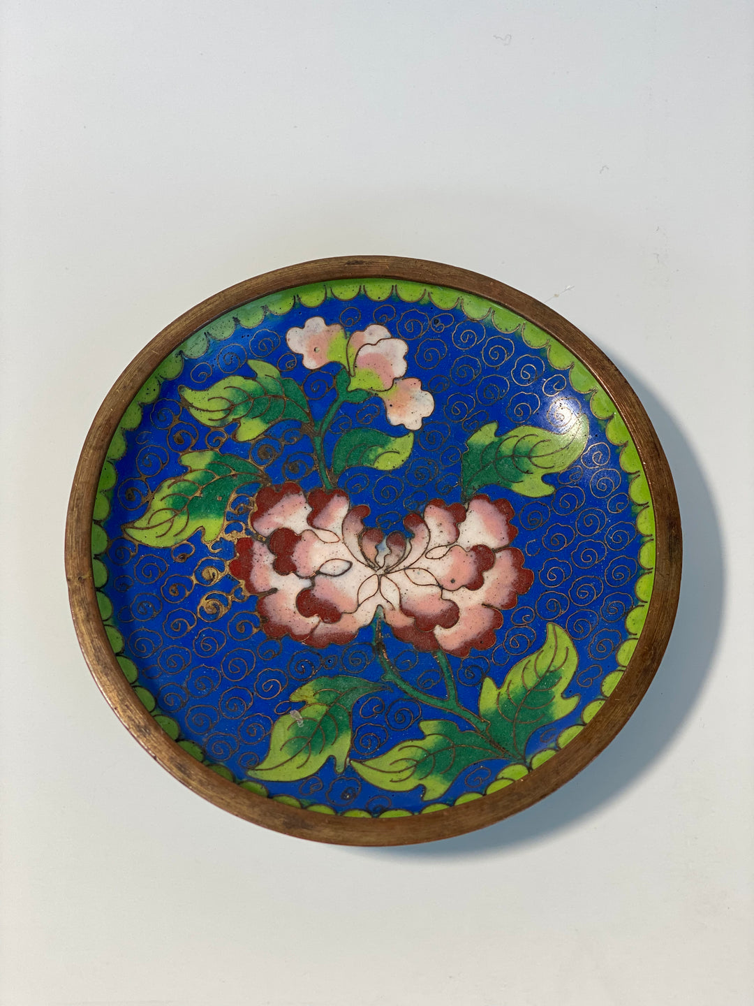 Vintage Cloisonné Enamel and Copper Small Catch-All Tray (4")