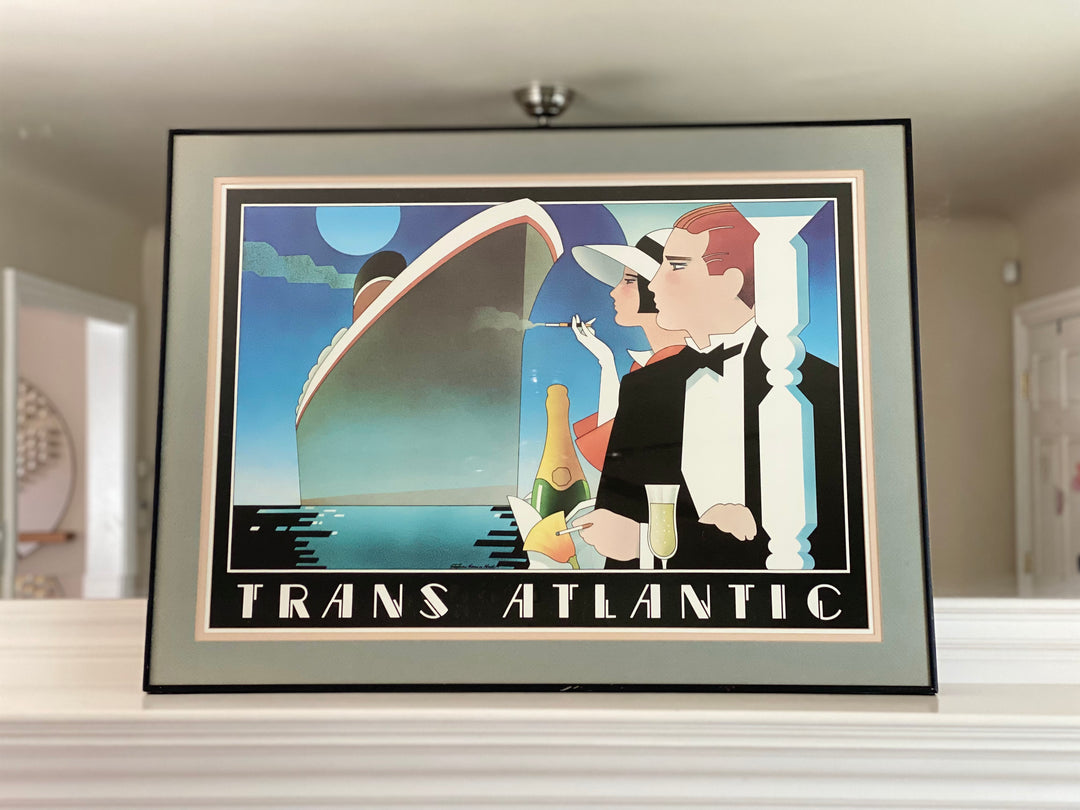 Vintage Framed Stephen Haines Hall Trans Atlantic Print