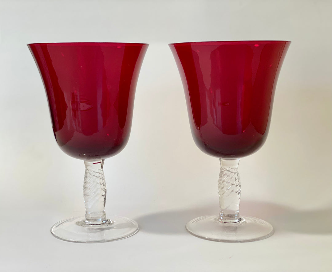 Ruby Red Goblet Pair